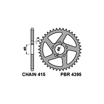 Фото Задняя шестерня, алюминиевая PBR, серебристая, 40T, SX50 09-13, SM50 09-13